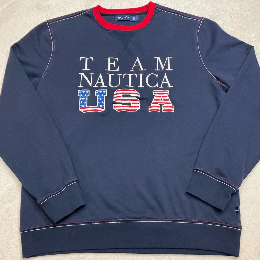 NAUTICA Navy ‘TEAM USA’ Crewneck Sweatshirt | Size Large